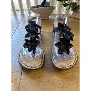 B.O.C. Size 6 Floral Sandals With Buckle Strap Slip On Comfortable Sandals Black